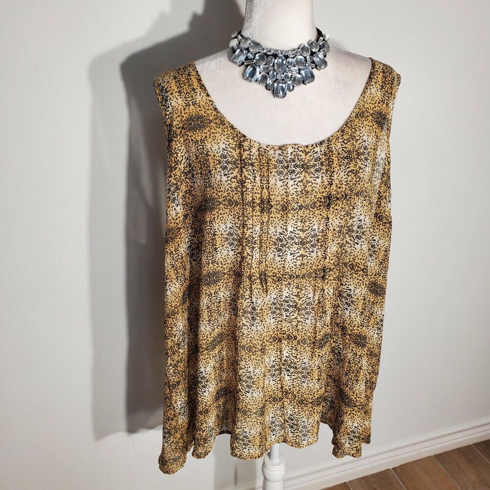 TORRID BLOUSE BROWN SLEEVELESS POLYESTER SIZE 4(4X)